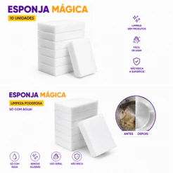 Esponja Mágica 10 Unidades Limpeza Multiuso Tira Manchas