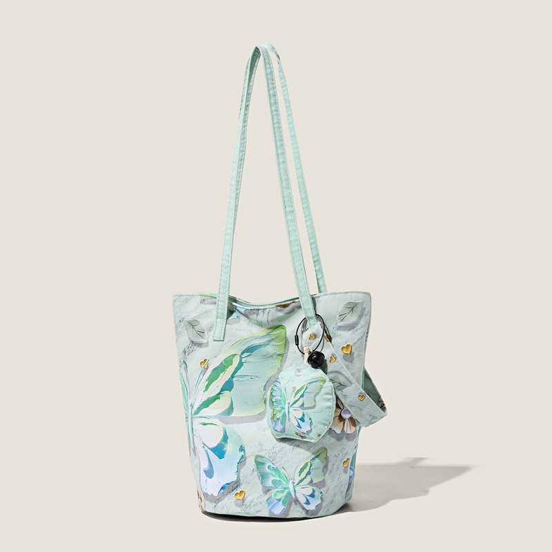 Estoque pronto verão novo estilo High-End sentimento bolsa mensageiro de grande capacidade borboleta ombro balde Commute