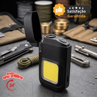 Isqueiro Elétrico Plasma USB Recarregável Lanterna Forte Emergência Para Pesca Sobrevivência Acendimento Instantâneo