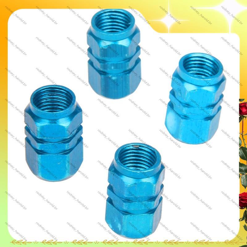 [Entrega Rápida R] 4X Jantes De Roda De Pneu Haste Tampas De Válvula De Ar Tampa Carro Caminhão Bicicleta Azul Alumínio