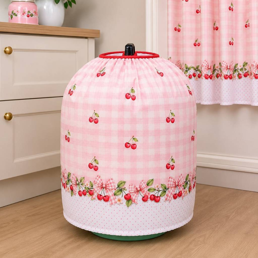 Capa para Botijão de Gás Cerejinha Xadrez - Decoração de Cozinha
