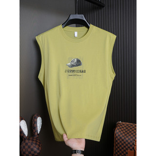 Verão masculino americano colete juventude bonito sem mangas camiseta impressa na moda ao ar livre camiseta colete