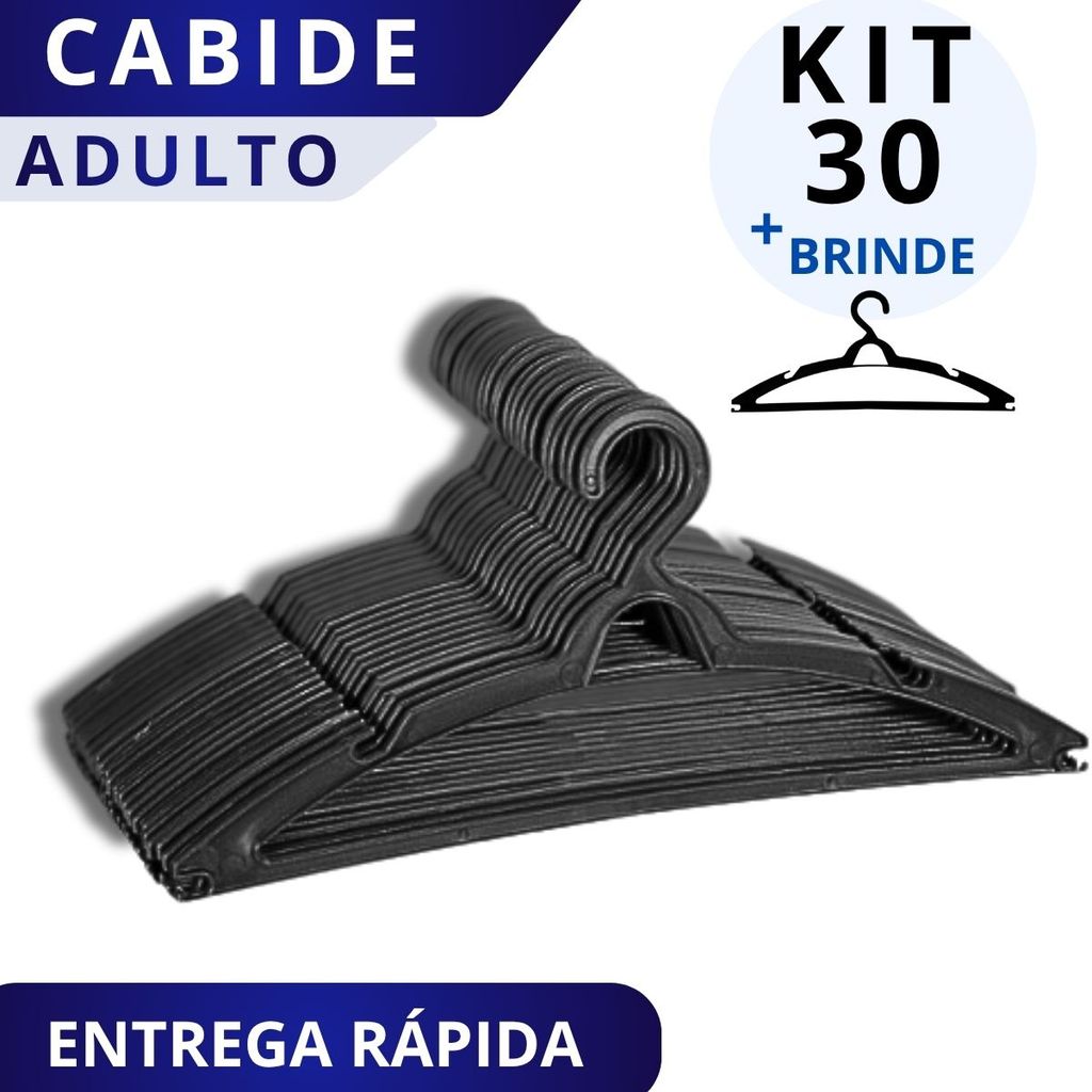 Kit 30 Cabide Para Roupas Cabides Antiderrapante Resistente Adulto Suporte Para Alças Arara