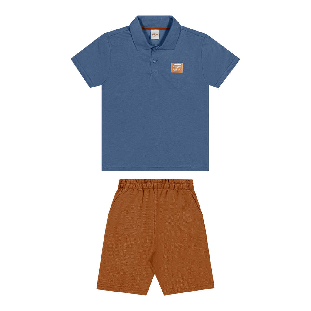 Conjunto Infantil Menino Polo Manga Curta Elian Azul
