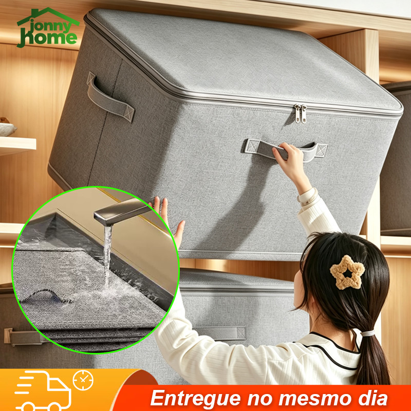 Caixa grande de armazenamento com zíper para roupas e cobertores  P/M/G