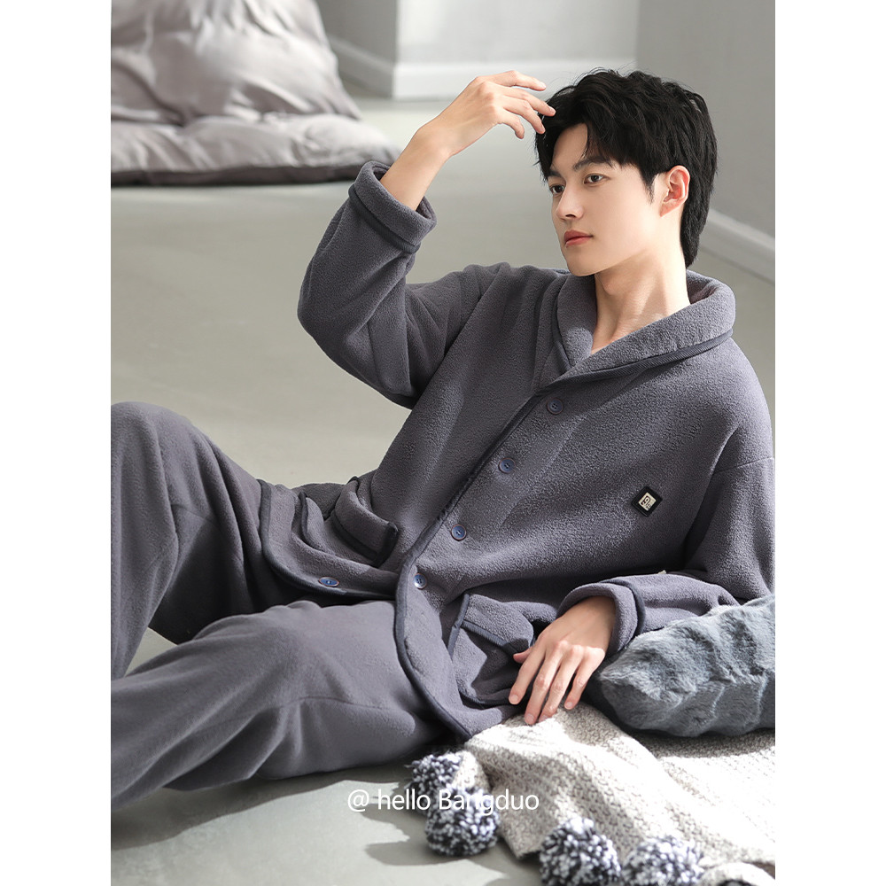 [Antiestático] Pijamas masculinos inverno Coral velo engrossado lã quente outono inverno flanela inverno Homewear