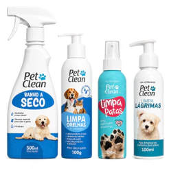 Kit Pet Clean Banho Seco Limpa Patas Orelhas Lágrimas