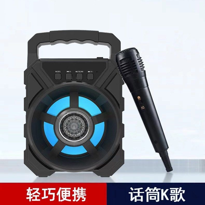 10cm portátil Bluetooth alto-falante Subwoofer alto Volume ao ar livre portátil Mini casa Desktop microfone K música áud