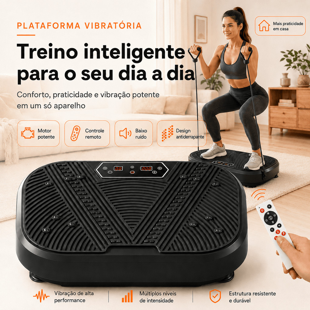 Bivolt Plataforma Vibratória, Aparelho de Vibração Caseiro, Alivia Dores, Tonifica+Até 150kg, Com Bluetooth