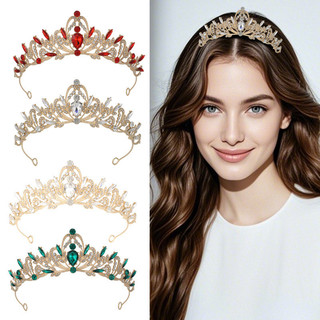 Coroa de Noiva Vintage Dourada com Diamantes Pretos, Tiara para Casamento, Aniversário, Acessório de Halloween 9R1Q