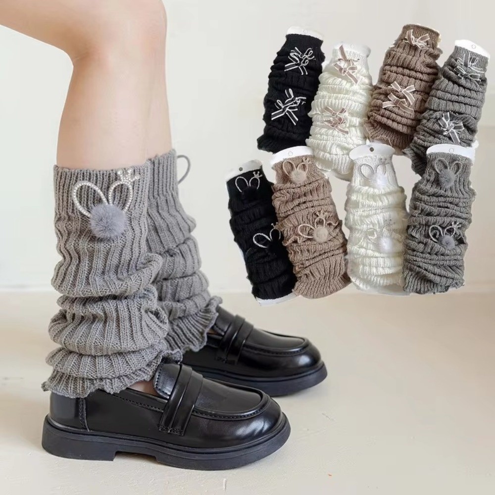 Aquecedores de Pernas, Capa de Perna Quente com Bolas de Pelúcia e Babados, Manga Longa de Tricô para Botas Infantis