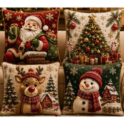 KIT 4 CAPAS DE ALMOFADAS DECORATIVAS NATAL PAPAI NOEL BONECO DE NEVE FELIZ NATAL LANÇAMENTO 2026 NV