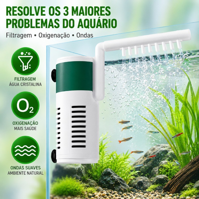 Filtro Interno Submerso Bomba Com Filtro Submersa Para Circulação De Aquário Oxigênio Para Peixes