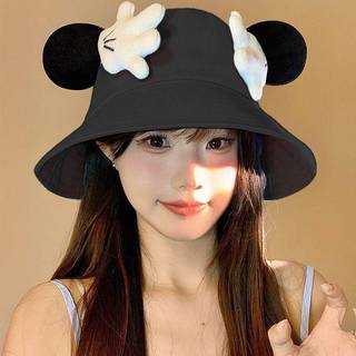 Cute Mickey Ears Bucket Hat Women's Summer Face-Looking Sun-Proof Bucket Hat Hat Cartoon New Photo KkZl