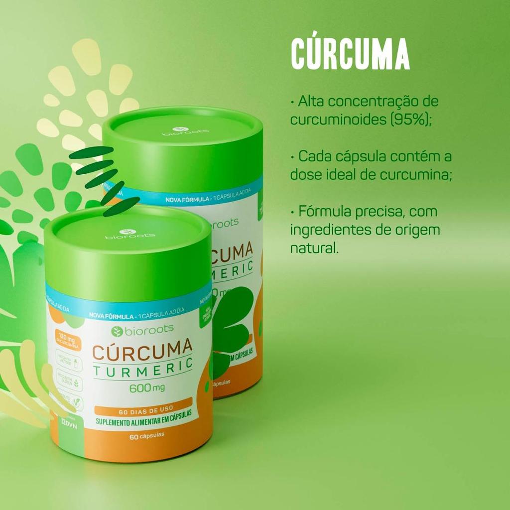 Cúrcuma Turmeric 600mg com 120 Cápsulas - Bioroots — imagem 2 de 2