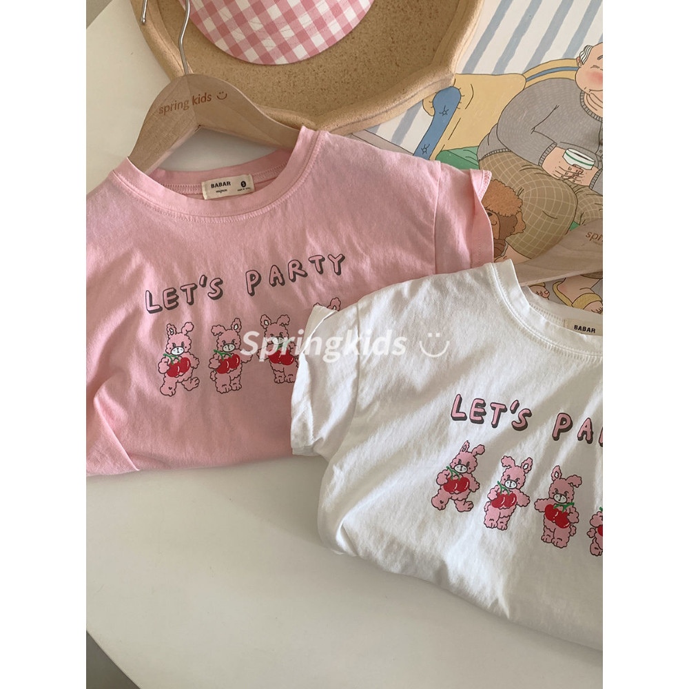 100% algodão dos desenhos animados coelho verão crianças camiseta de manga curta roupas infantis versão coreana meninos 