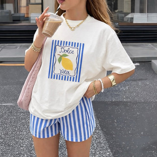 Camiseta Feminina Dolce Vita Limão 100% Algodão Premium Moda Verão Casual BisMix