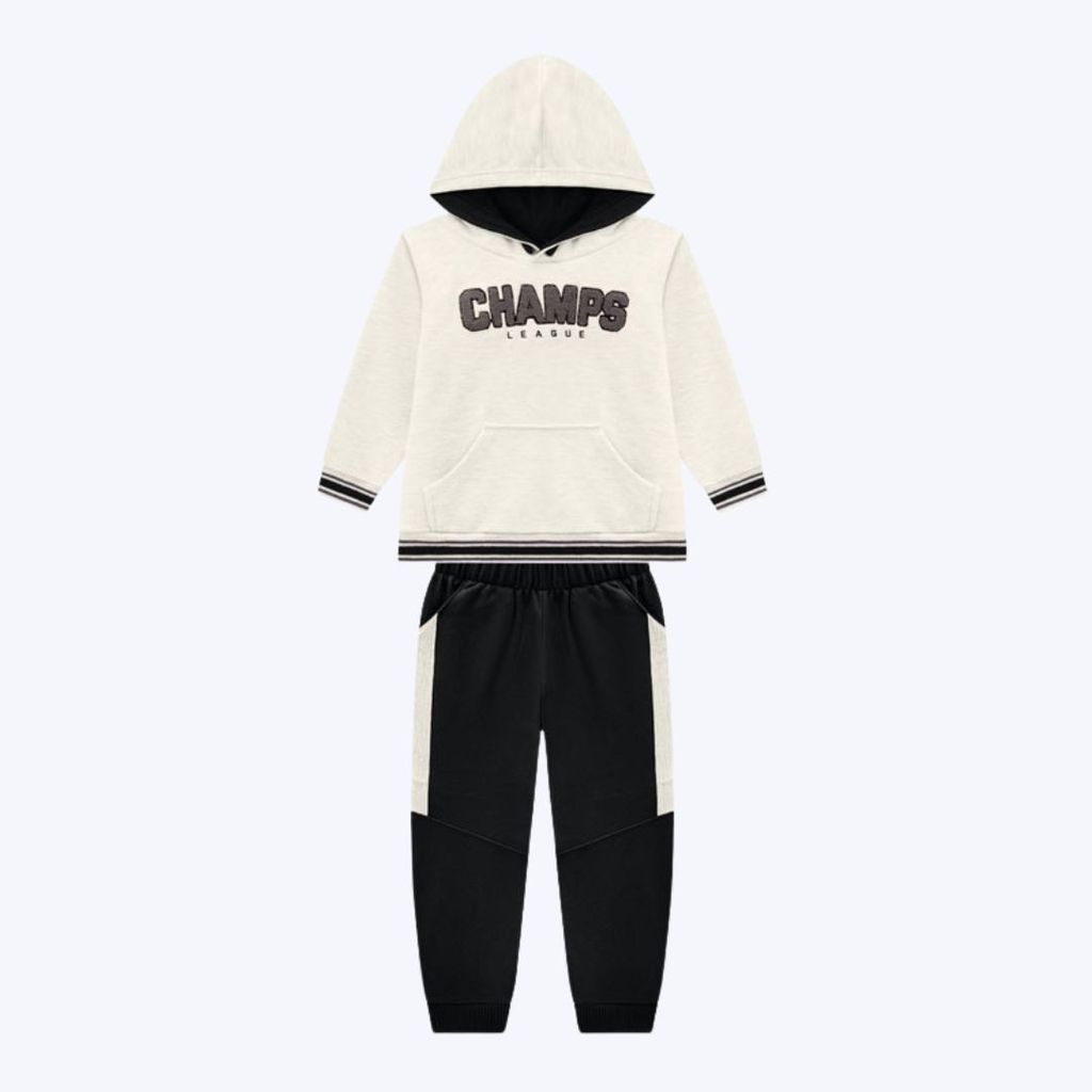 Conjunto Casaco Moletom Com Capuz E Calça Moletom Infantil Menino Milon 2000831 Mescla