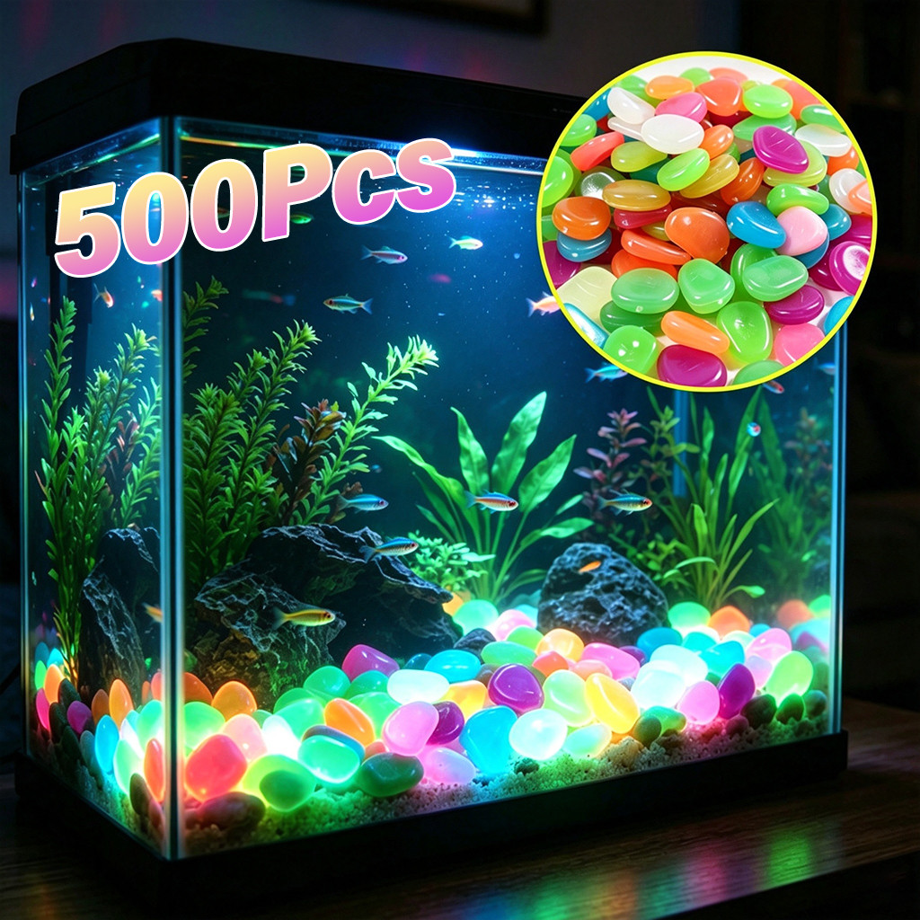500 Pedras Luminosas que Brilham no Escuro, Kit Pedras Fosforescentes para Decoração de Aquário, Jardim, Vaso e Piscina