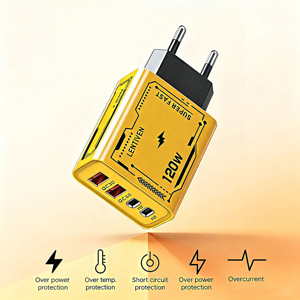 Carregador GaN Adaptador De Carregamento Rápido Interface Dupla USB A/Tipo Ca + C Parede Para Viagens