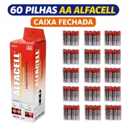 Pilha AA Alfacell 60 Unidades Caixa Fechada 1,5V Original Kit C/15 Cartelas