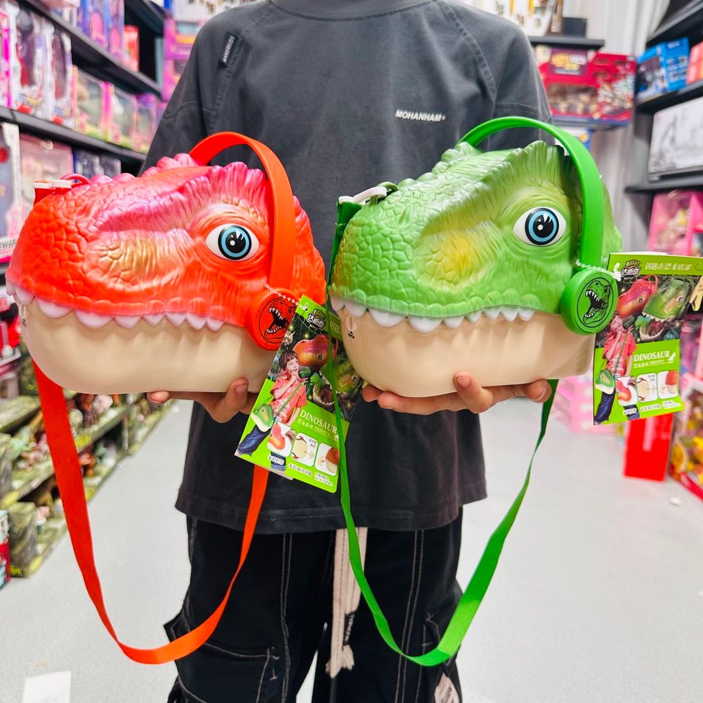 Bolsa De Armazenamento De Cabeça De Dinossauro Conjunto De Borracha Macia Triceratops Big Bao King Dragon World Simulaçã
