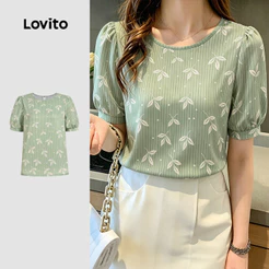 Lovito Blusa Elegante Primavera/verão Verde Feminina L199ED191