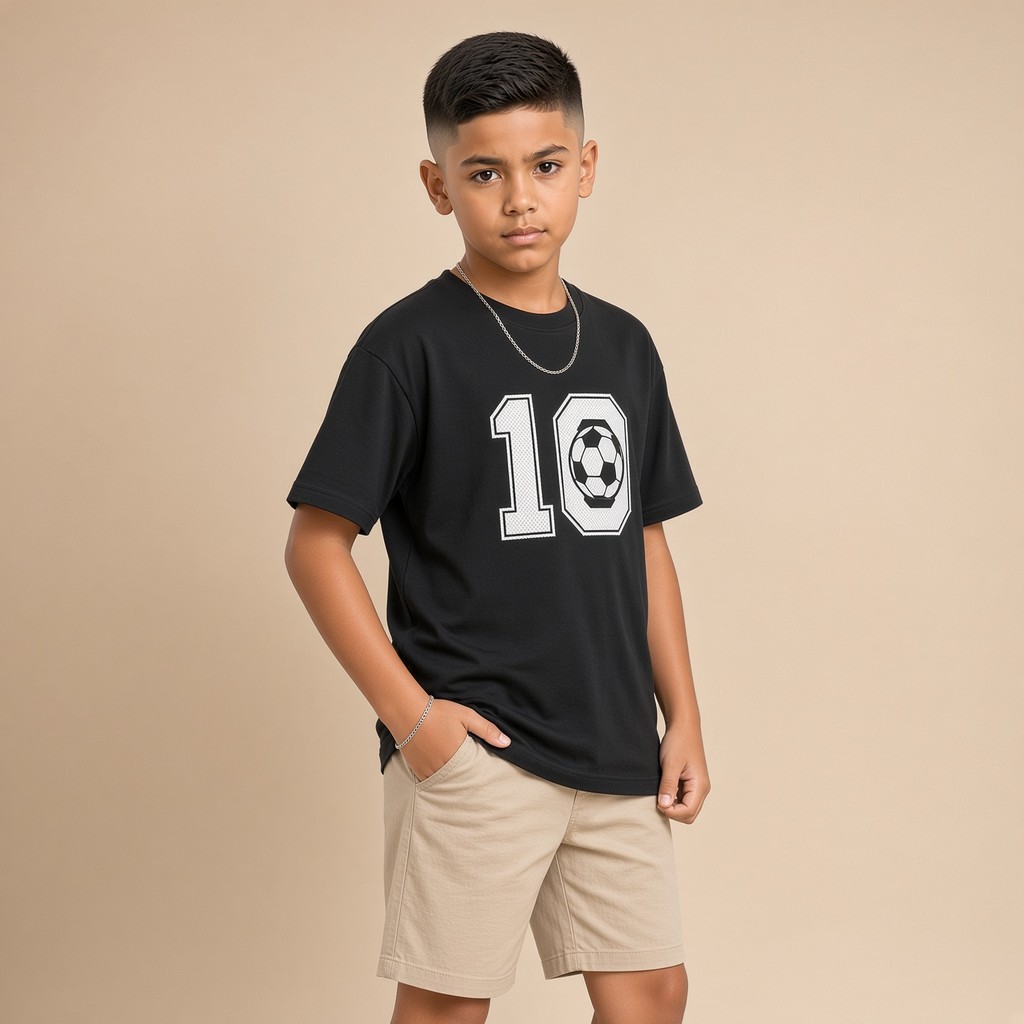 Camiseta Infantil e Juvenil Estampada 10 Bola Futebol 100% Algodão Premium Criança Personalizada Unissex Blusa Jovem