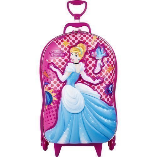 Mala Infantil Princesa Cinderela 3D Rodinhas Rosa 20 Litros MAX TOY