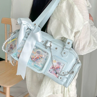 Bolsa de dor bidimensional de grande capacidade, um ombro, portátil, transparente, camada de exibição, estrela, persegui