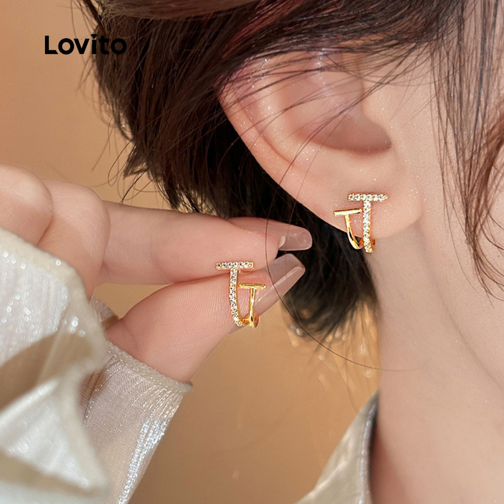 Lovito Brincos Elegantes Da Moda Coreana ERFB123FX010