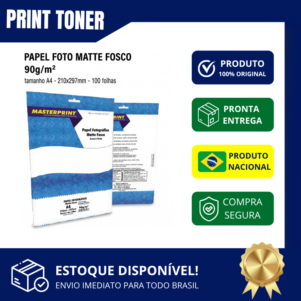 Papel Fotográfico Matte Fosco A4 100 folhas Alta Qualidade para Impressões Profissionais 90g/m²