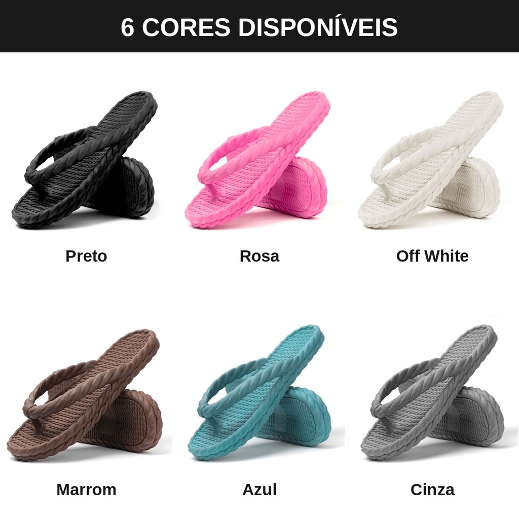 Chinelo Papete de Dedo Feminino Trançado Estilo Corda Leve Confortável Antiderrapante Praia Verão