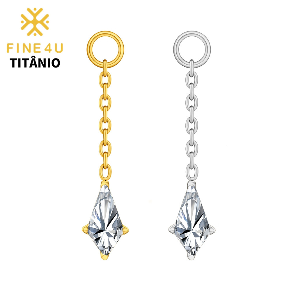 FINE4U 1PCS Brinco Pingente De Pipa Com Pingente 100% Titânio 10mm Para Brinco Piercing Joias