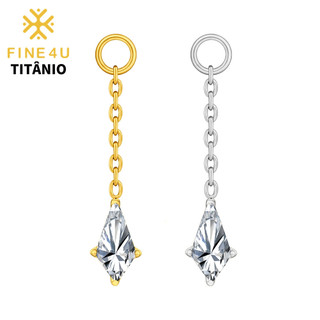 FINE4U 1PCS Brinco Pingente De Pipa Com Pingente 100% Titânio 10mm Para Brinco Piercing Joias
