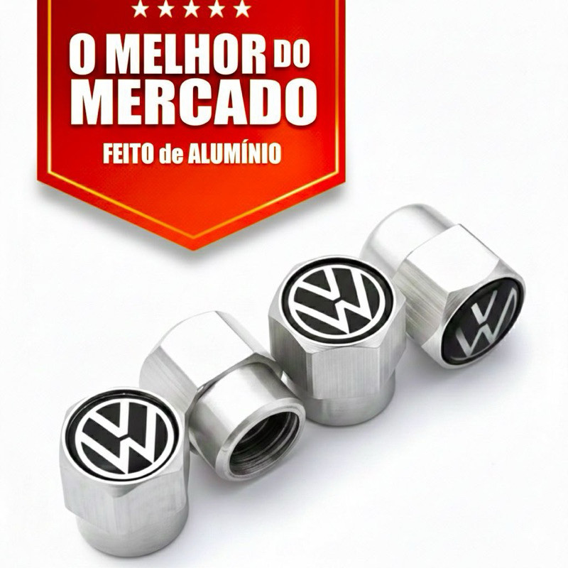 jogo Tampa Bico Pneu  Válvula compatível com Volkswagen VW em ALUMÍNIO