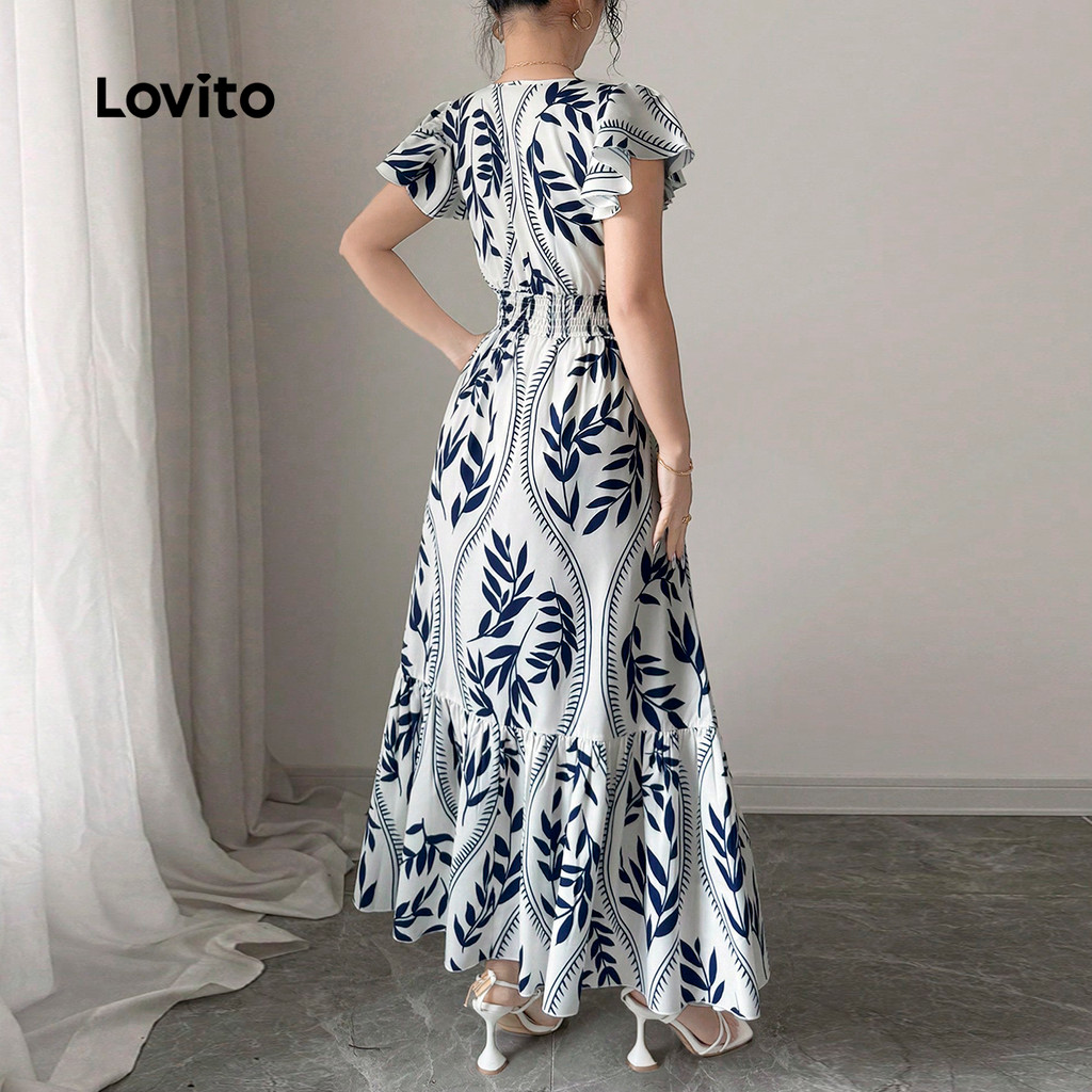 Lovito Longo Férias Vestido com Estampa de Flores Abertura Frontal Macio e Confortável Primavera/Verão L145ED029 · foto 2
