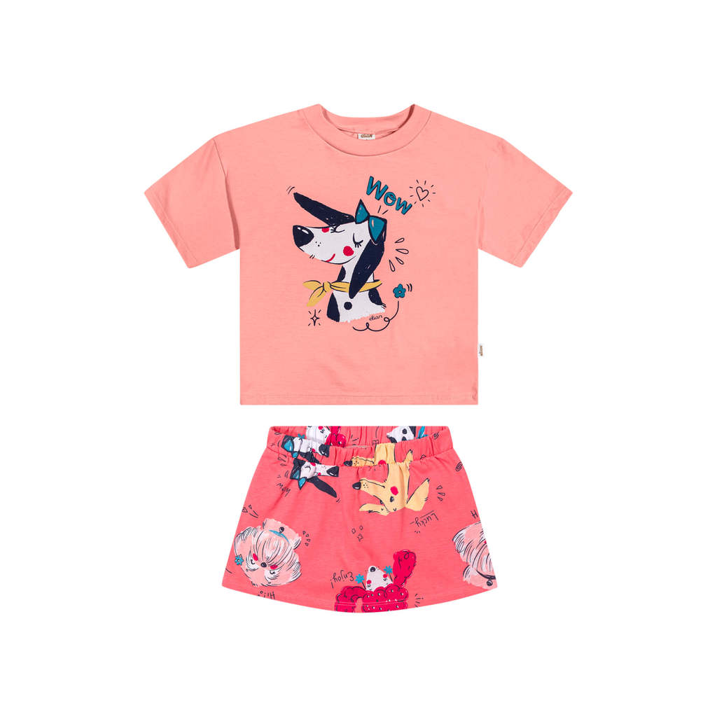Conjunto Infantil Menina Estampa Lúdica Elian Coral