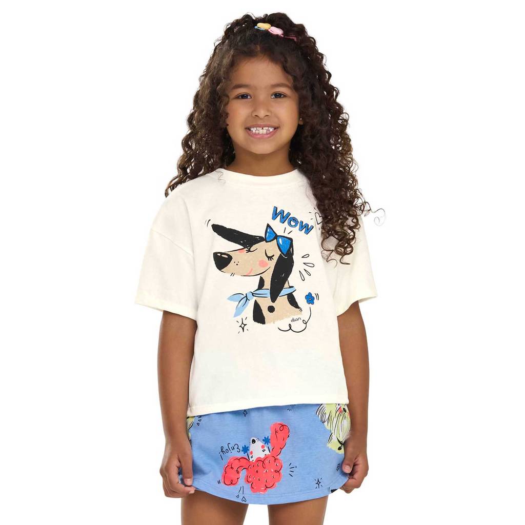Conjunto Infantil Menina Estampa Lúdica Elian Bege