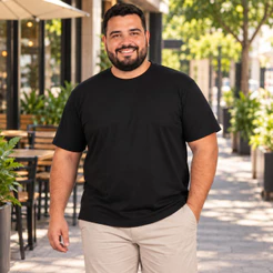 Camiseta Plus Size Masculino Gola Redonda Lisa Basica Malha Penteada 30.1 G1 G2 G3 G4 Varias Cores