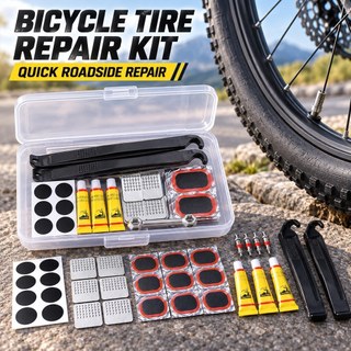 Conjunto de ferramentas para reparo de pneus de bicicleta, reparo a frio, barra de reparo de pneus de borracha, remendo 