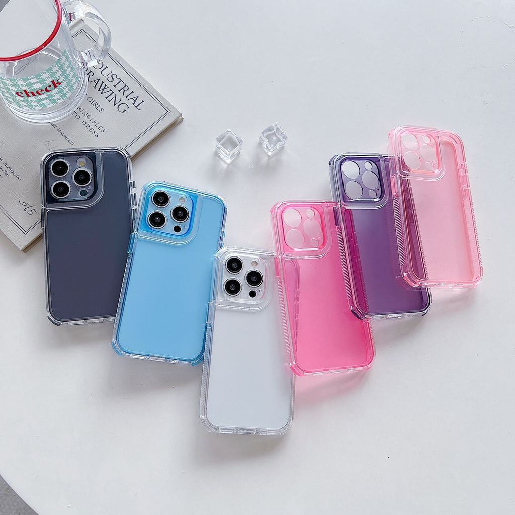 Capa Transparente Space 3° Colorida Anti Impacto para iPhone 11 12 13 14 15 16 17 Pro Max