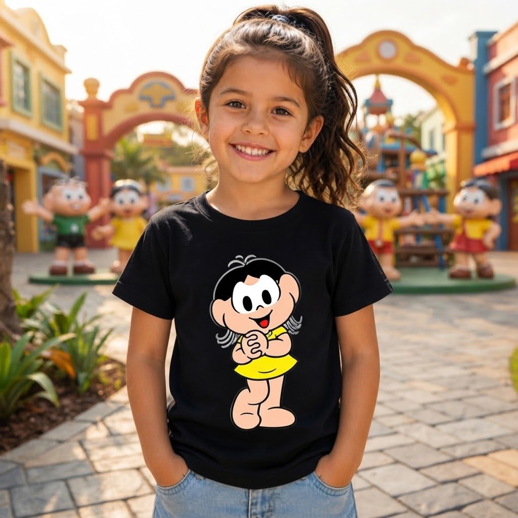 Camiseta Infantil Blusa Personagem Fofa Amarela Algodão Confortável Estampa Divertida Dia a Dia Presente