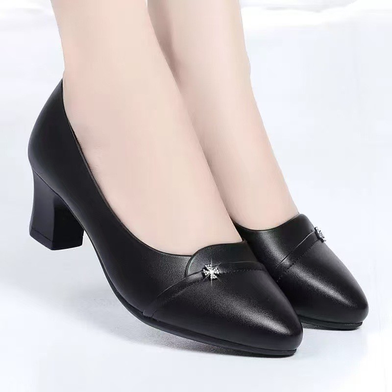 Wenzhou sapatos de couro macio feminino salto baixo primavera outono sola macia sapatos de couro confortáveis sapatos fe