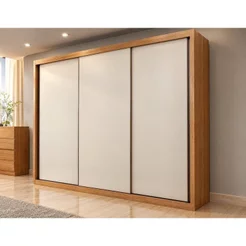 Guarda-Roupa Casal 100% MDF 3 Portas de Correr 6 Gavetas Cinamomo/Fendi Vegas Cumaru Fendi