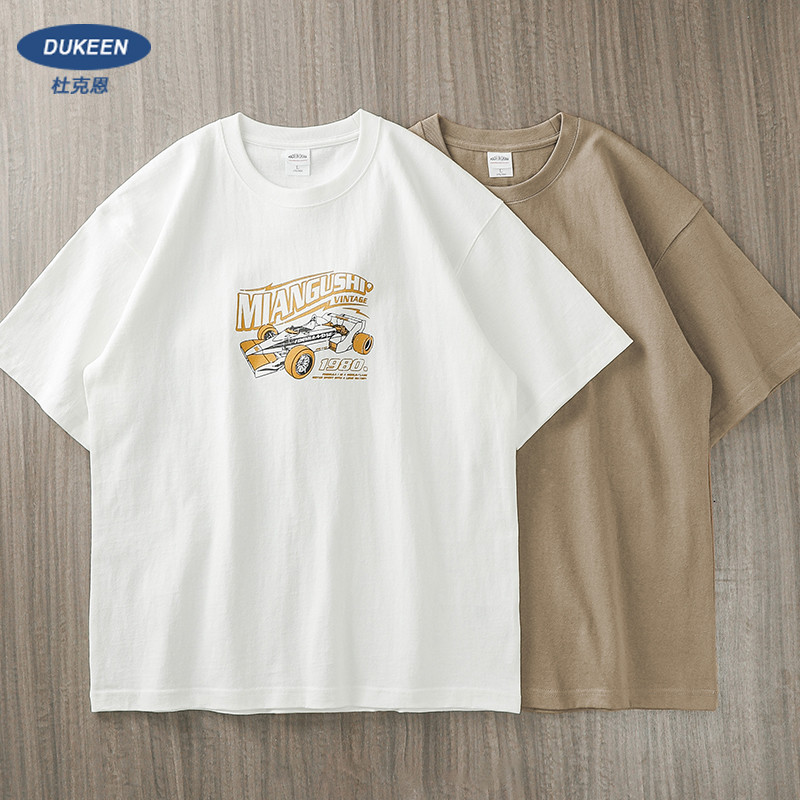 DUKEEN estilo americano 320g pesado camiseta de manga curta masculina verão Kart impresso cityboy algodão camisa de fund