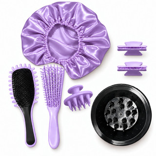 Kit Cachos Beauty Flash Escova Finalizadora Difusor Definição e Finalização Cabelo Cacheado Crespo