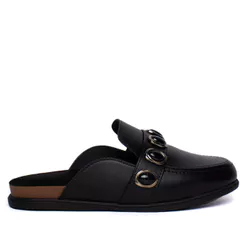 Mule Feminina Moleca Napa Aplicações Preto
