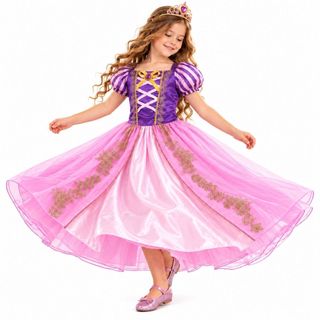 Fantasia Infantil Vestido Princesa Roxo De Rapunzel Enrolados Para Aniversário Dia das Crianças