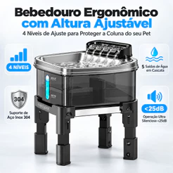 Newpet 9L Bebedouro Fonte de Água Elevado Automático Com Filtro 3 Estágios Para Pet Cachorro Proteger a coluna cervical